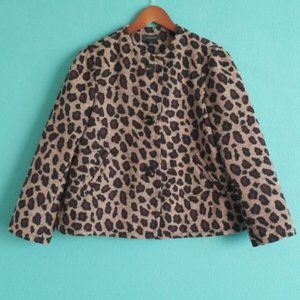 {Ann Taylor} Tan & Burgundy Leopard Wool Coat